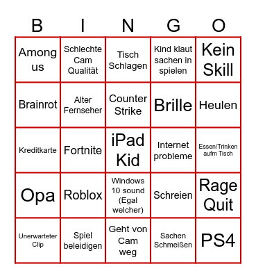 Rage Bingo [German] Bingo Card