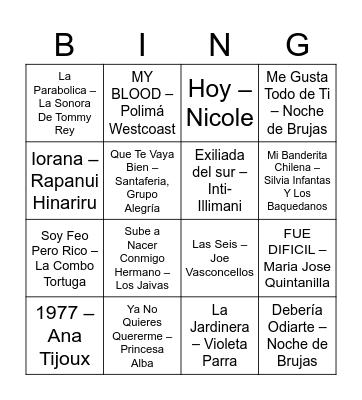 BINGO MUSICAL Bingo Card