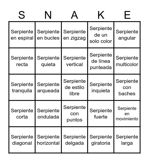 ¡Pinta algunas serpientes! Bingo Card