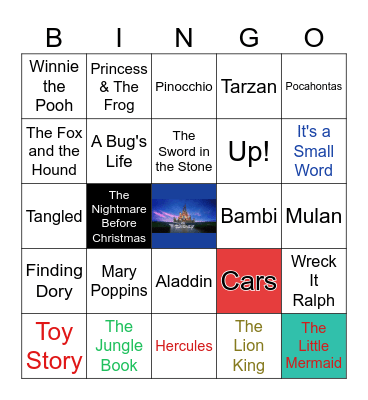 Disney Movies Bingo Card