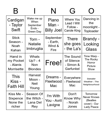 Feels Like Fall Bingo Card