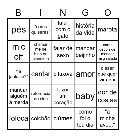 pituxa Bingo Card