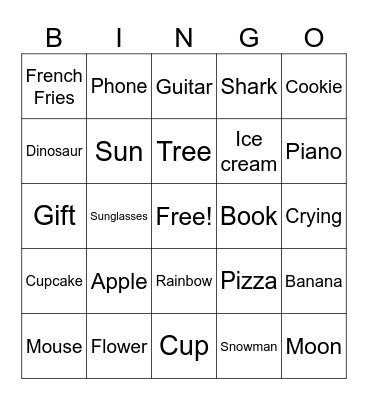 Pictionary Bingo Card