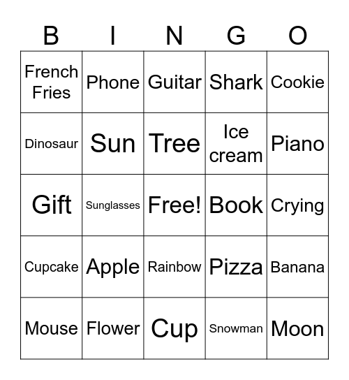 Pictionary Bingo Card