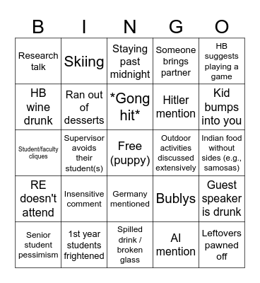Social Social Bingo Card