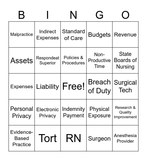 Professionalism Bingo Card