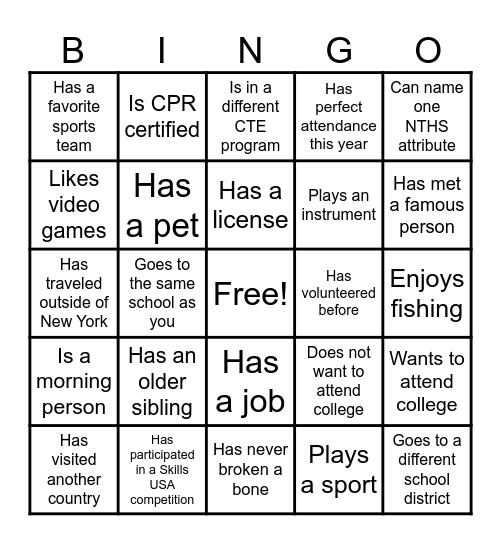 Find Someone Who... Bingo Card