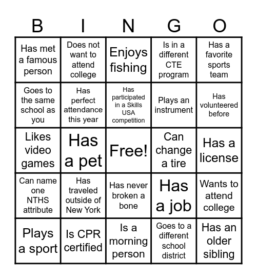 Find Someone Who... Bingo Card