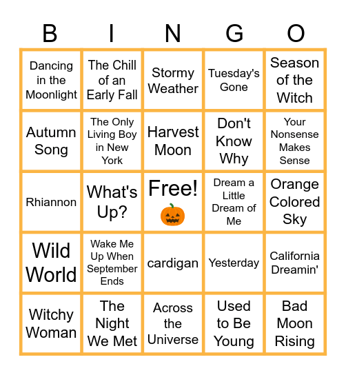 MUSIC BINGO at the Ann Arbor Eagles!  🍁Feels Like Fall 2026!🍂 Bingo Card