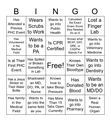 Meet Somone That... Bingo Card