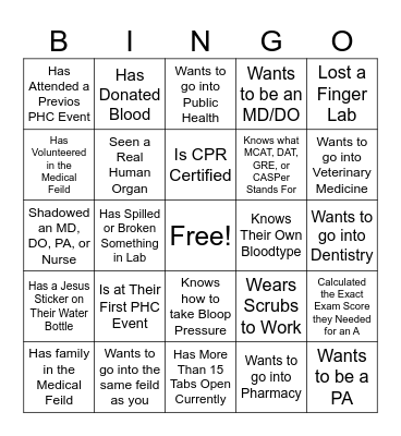 Meet Somone That... Bingo Card