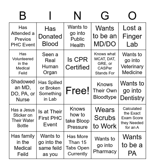 Meet Somone That... Bingo Card
