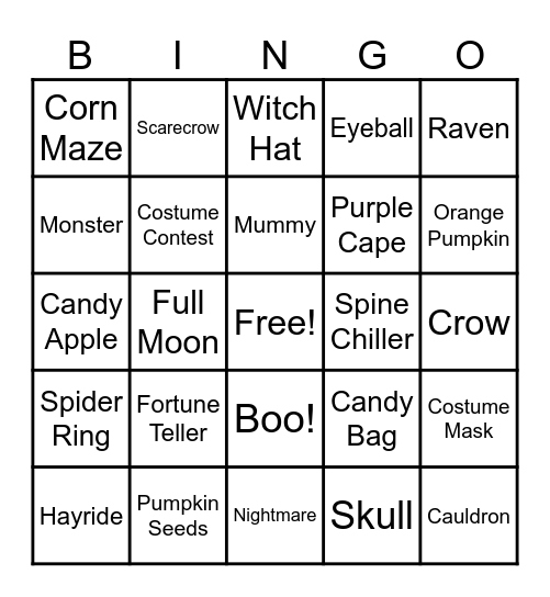 Halloween Bingo Card