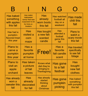 Autumn Bingo Card