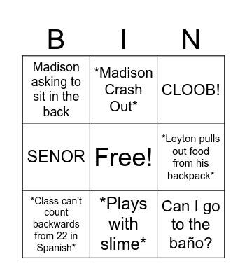 Spanish Block B8 Bingo lol Bingo Card