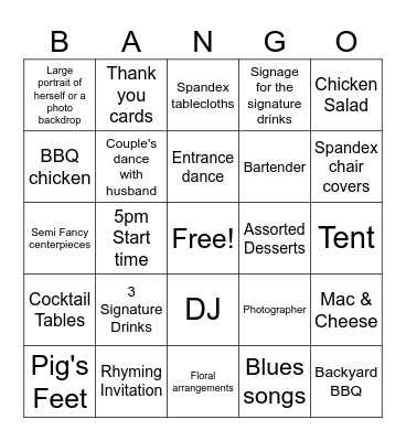 The Steal of the Grill & Chill Bingo Card