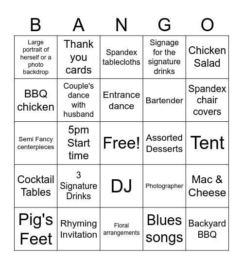 The Steal of the Grill & Chill Bingo Card
