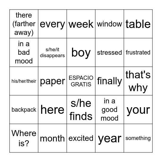 Somos 1.8 Días 1-3 Bingo Card