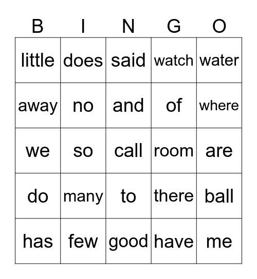 Red Word BINGO Card