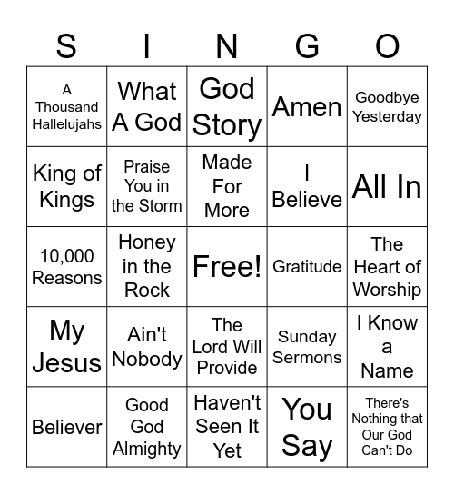 MT MIX SINGO Bingo Card