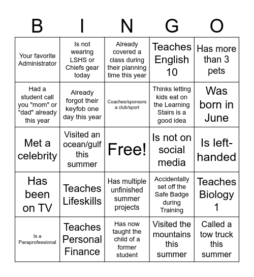Untitled Bingo Card