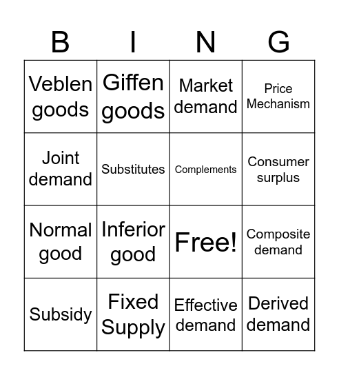 Chapter 4 Bingo Card