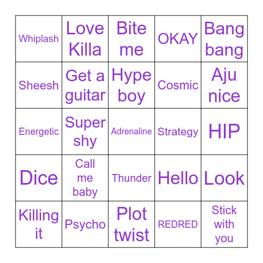 KPOP SINGO Bingo Card