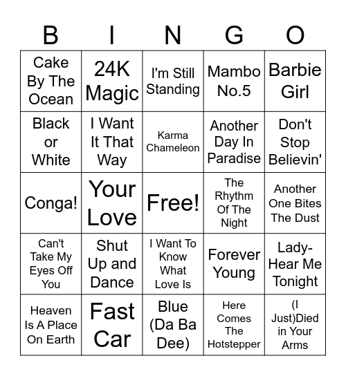 Friends and Family Music Bingo 9.17.26 Bingo Card