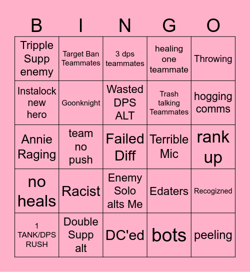 MARVEL RIVALS BINGO Card