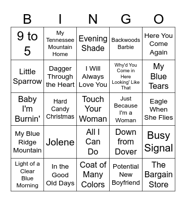 Dolly Parton Bingo Card