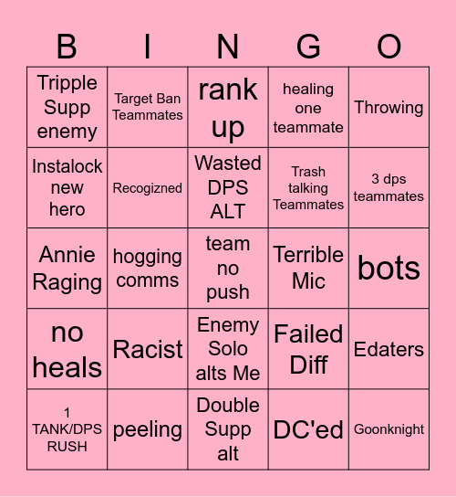 MARVEL RIVALS BINGO Card