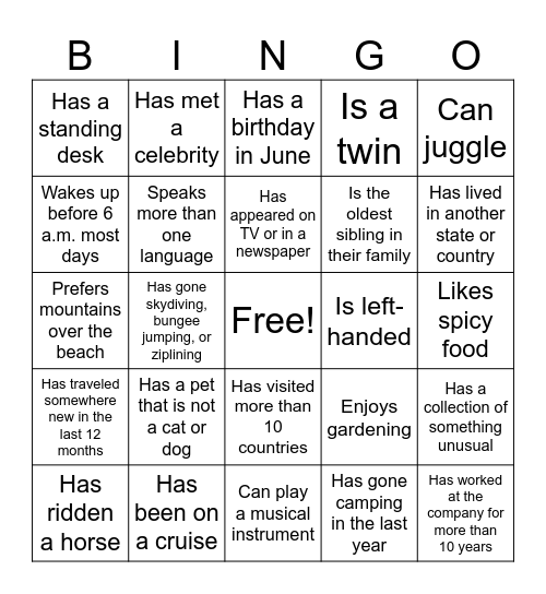 Find someone who... Bingo Card