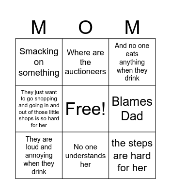 Mom call Bingo Card