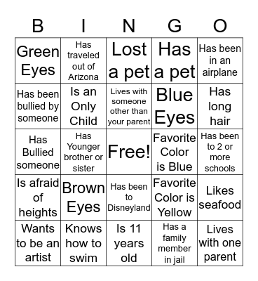 Getting to Know YOU! Bingo Card