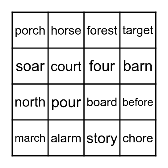 AR & OR BINGO Card