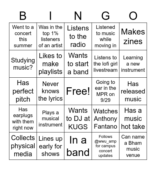 Find Someone Who.... Bingo Card