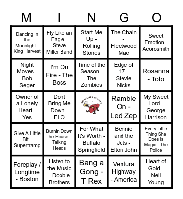 Old School Rock Gems! Bingo Card