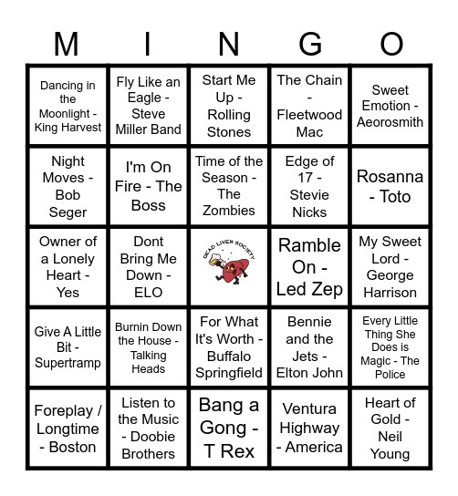 Old School Rock Gems! Bingo Card