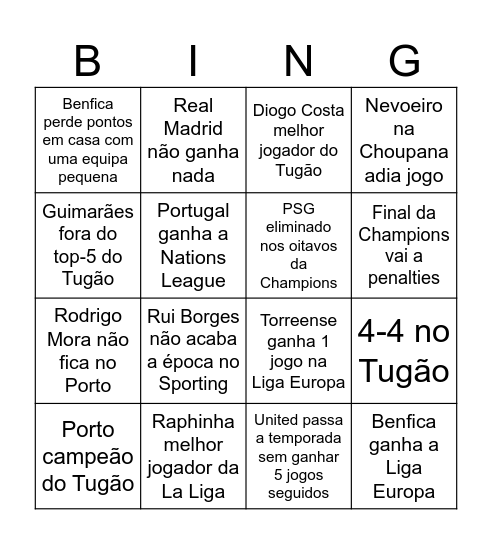 Bingo Temporada 26/27 Bingo Card