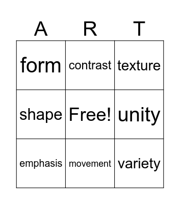 Elements & Principles BINGO Card