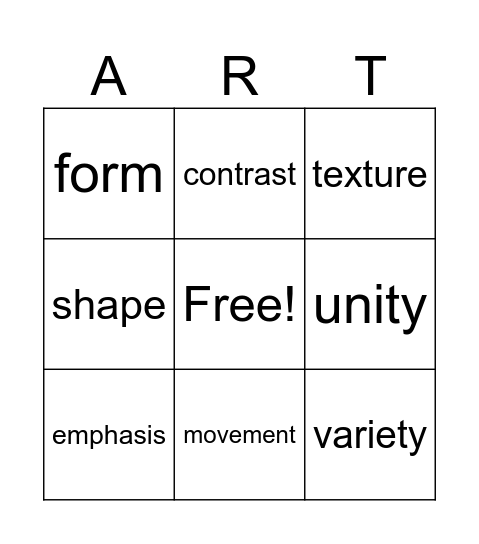Elements & Principles BINGO Card