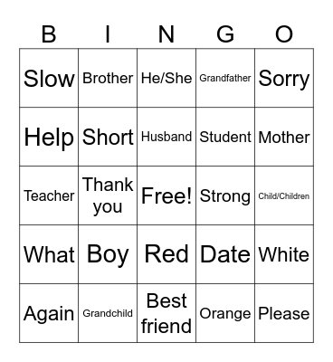 ASL BINGO Card