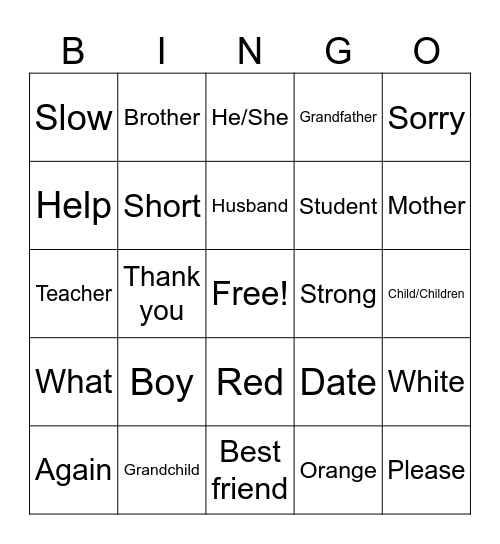 ASL BINGO Card