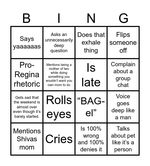 Heather-go! Bingo Card