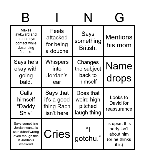 Shiva-go! Bingo Card