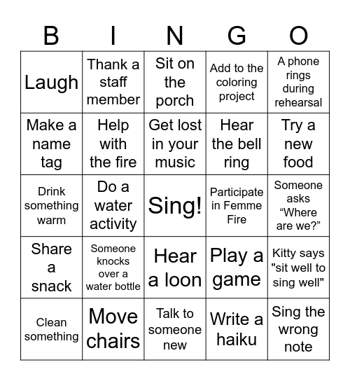 WiH Retreat 2026! Bingo Card