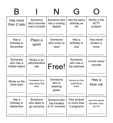 CMHA Staff BBQ Bingo Card