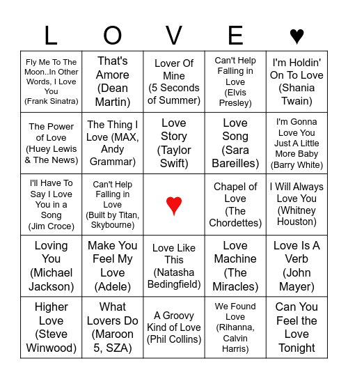 LOVE music bingo! Bingo Card