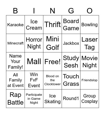 Family System Bingo! Bingo Card