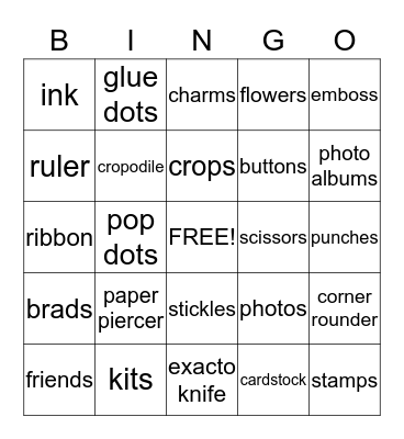 Scrapbook Bingo Card
